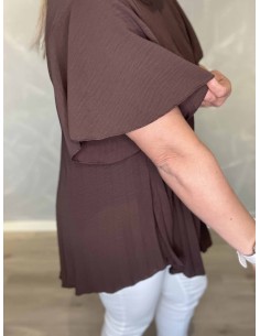 Brun plisseret bluse med vid pasform til kvinder – TIPPY Collection 2