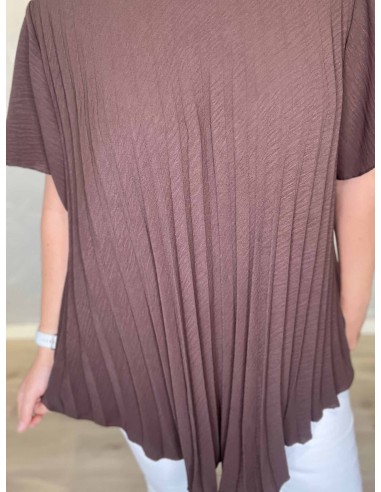 Plisseret struktur på brun bluse – TIPPY