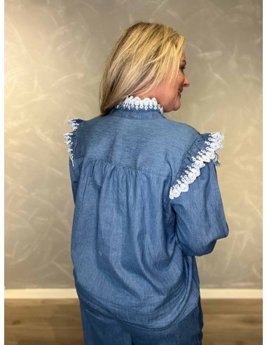 Bagside af denim blå skjorte til kvinder – TIPPY