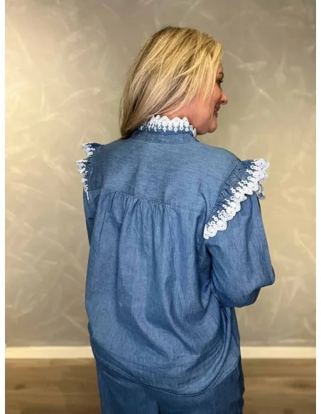 Bagside af denim blå skjorte til kvinder – TIPPY