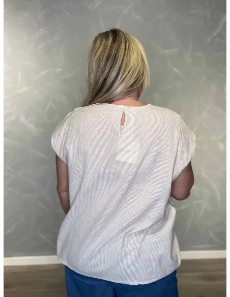 Bagside af beige bomuldsbluse til kvinder – TIPPY