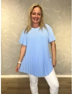 Lyseblå plisseret bluse med vid pasform til kvinder – TIPPY Collection