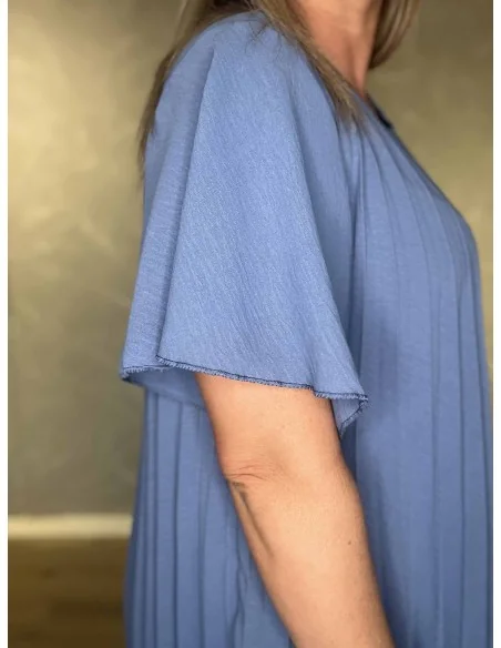 Nærbillede vide ærmer af plisseret bluse – TIPPY