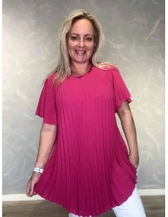 Pank plisseret bluse med vid pasform til kvinder – TIPPY Collection