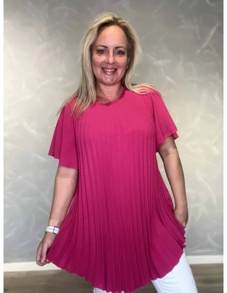 Pank plisseret bluse med vid pasform til kvinder – TIPPY Collection