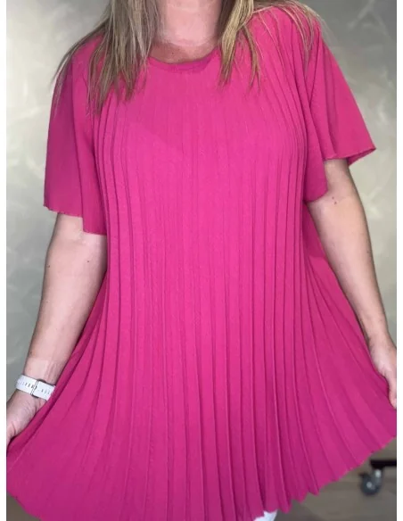 Plisseret struktur på pink bluse – TIPPY