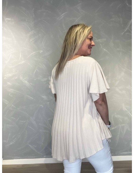 Bagside af sand farvet bluse til kvinder – TIPPY