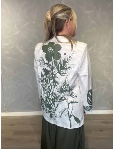 Grøn stribet blazer med blomsterprint til kvinder – TIPPY Italian Select 2