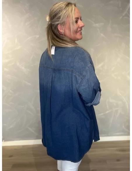 Bagside af denim blå cowboyskjorte til kvinder – TIPPY