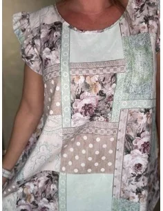 Mint multi print bluse med flæseærmer til kvinder – TIPPY Italian Select 2