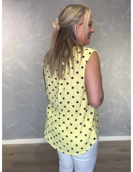 Bagside af gul prikket skjorte bluse til kvinder – TIPPY