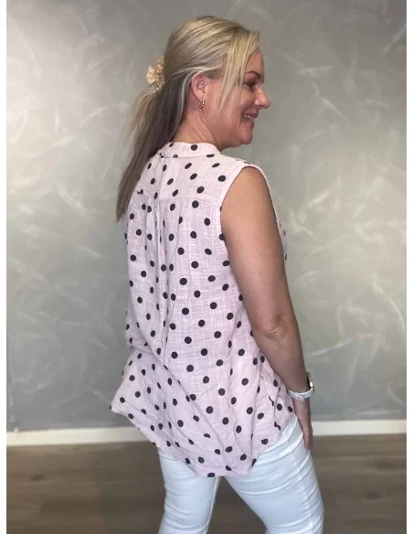 Bagside af rosa prikket skjorte bluse til kvinder – TIPPY
