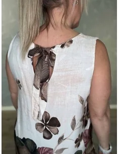 Hvid kjole med brune blomster og sløjfe i nakken til kvinder – TIPPY Italian Select 2
