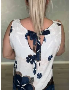 Blå kjole med blomsterprint og sløjfe i nakken til kvinder – TIPPY Italian Select 2