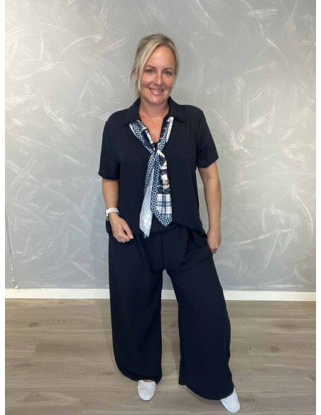 Navy sæt med tørklæde til kvinder – TIPPY Collection