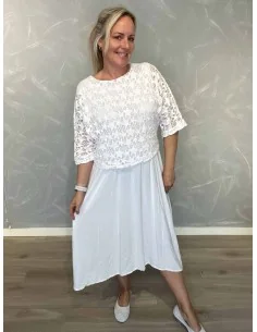 Hvid kjole med stjerne blonde og underkjole til kvinder – TIPPY Italian Select