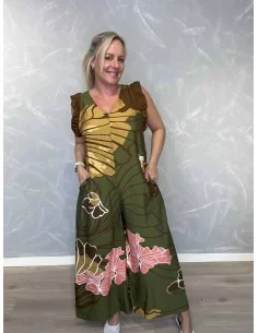 Grøn buksedragt med blomsterprint til kvinder – TIPPY Italian Select