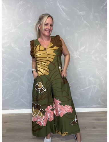 Grøn buksedragt med blomsterprint til kvinder – TIPPY Italian Select
