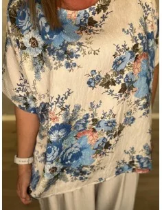 Sky bluse i viskosemix med blomster print og broderet look – Tippy Italian Select TIPPY 2