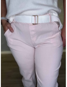Rosa bukser i viskosemix med bælte og opsmøg – Tippy Collection TIPPY 2