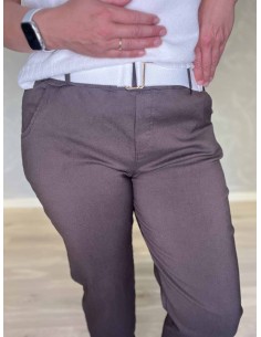 Brun bukser i viskosemix med bælte og opsmøg – Tippy Collection TIPPY 2