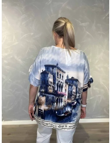 Bagside af blå Venedi bluse til kvinder – TIPPY