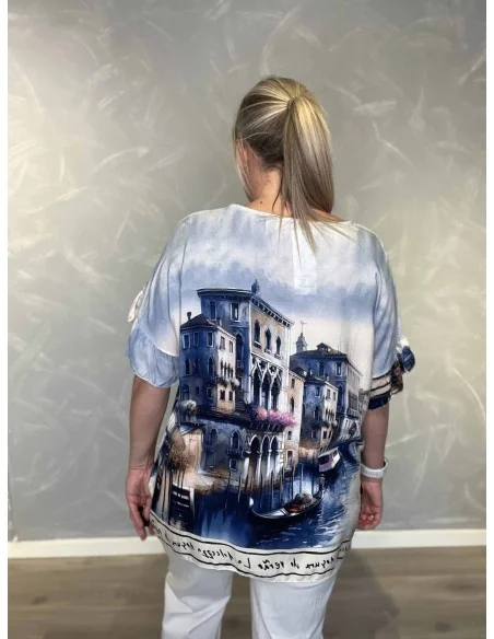 Bagside af blå Venedi bluse til kvinder – TIPPY