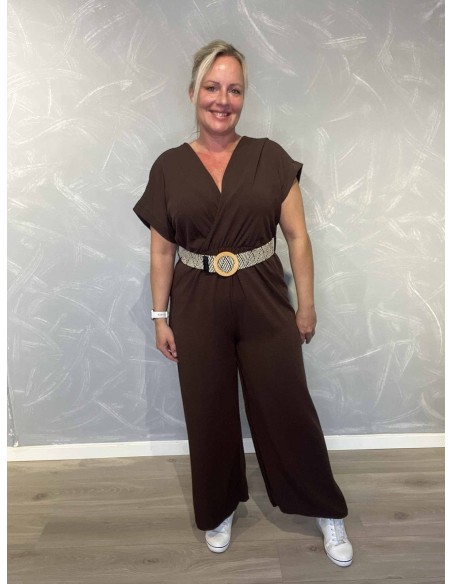 Brun buksedragt i polyester med vide ben – Tippy Collection TIPPY