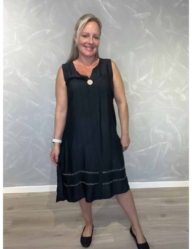 Sort midi kjole i viskose med sølvkant – Tippy Collection TIPP