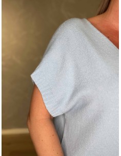Sky kortærmet sommerstrik med V-udskæring – Tippy Collection TIPPY 2