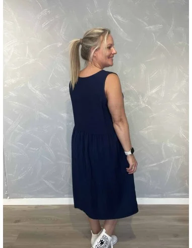 Bagside af navy midi kjole til kvinder – TIPPY
