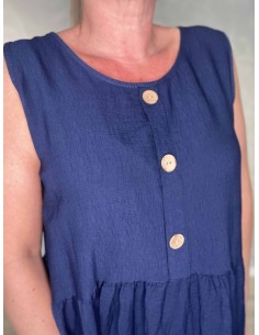 Navy midi kjole i viskose med knapdetaljer – Tippy Italian Select TIPPY 2