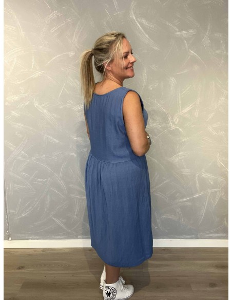 Bagside af jeans blå midi kjole til kvinder – TIPPY