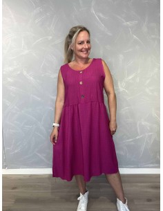 Pink midi kjole i viskose med knapdetaljer – Tippy Italian Select TIPPY