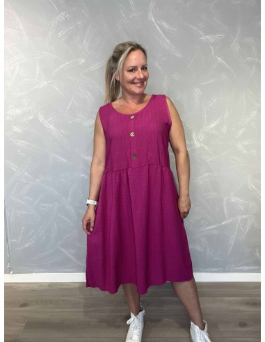 Pink midi kjole i viskose med knapdetaljer – Tippy Italian Select TIPPY