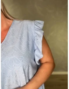 Sky broderie anglaise bluse i viskose og polyester med flæsekant – TIPPY Italian Select TIPPY 2