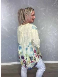 Gul tunika med blomsterprint og V-udskæring – TIPPY Italian Select TIPPY 2