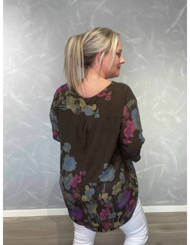 Bagside af brun blomstret tunika til kvinder – TIPPY