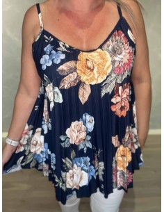 Navy stroptop i polyester, viskose og elastan med blomsterprint – TIPPY Italian Select TIPPY 2