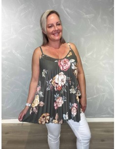 Grøn stroptop i polyester, viskose og elastan med blomsterprint – TIPPY Italian Select TIPPY