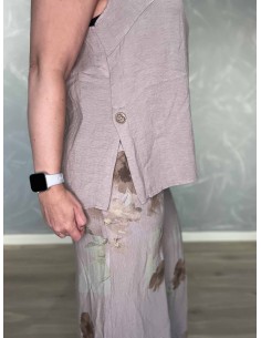 Gråt sæt i 100% viskose med blomstrede bukser – TIPPY Italian Select TIPPY 2