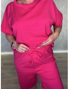 Pink sæt i bomuld med elastan med shorts og bluse – TIPPY Collection TIPPY 2
