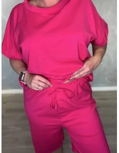 Pink sæt i bomuld med elastan med shorts og bluse – TIPPY Collection TIPPY 2