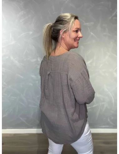 Bagside af taupe bluse til kvinder – TIPPY