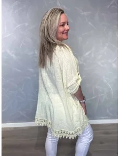 Gul skjorte i bomuld med blonder forneden – TIPPY Collection TIPPY 2