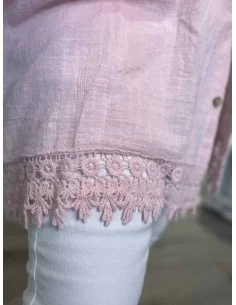 Rosa skjorte i bomuld med blonder forneden – TIPPY Collection TIPPY 2
