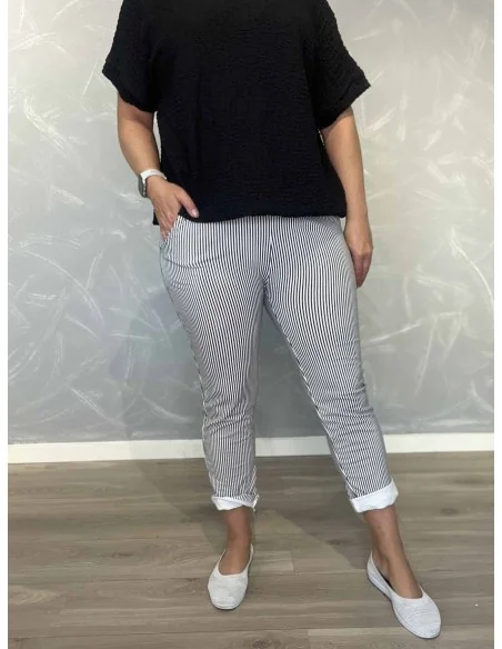 Sort stribede jersey bukser i bomuld med lommer – TIPPY Italian Select TIPPY