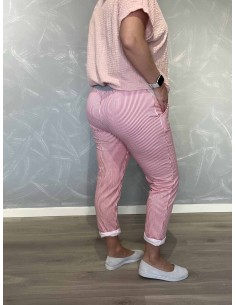 Rød stribede jersey bukser i bomuld med lommer – TIPPY Italian Select TIPPY 2