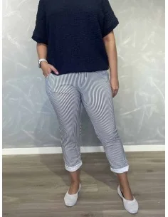 Navy stribede jersey bukser i bomuld med lommer – TIPPY Italian Select TIPPY