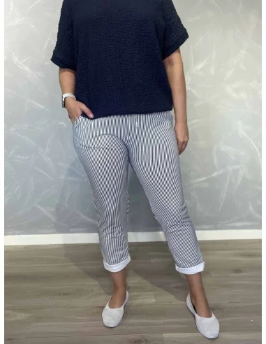 Navy stribede jersey bukser i bomuld med lommer – TIPPY Italian Select TIPPY